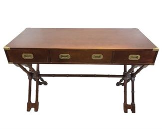 
Vintage Campaign Desk With Brass Accents