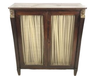 
Antique 19th Century Regency Pier Chiffonier Cabinet With Brass Sphinx Columns 