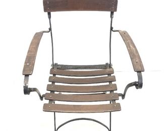 
Vintage 1940s Wrought Iron & Wood Bistro Chair 
