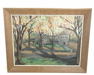 
Stone Chapel, Oil On Canvas Painting, Wood Frame