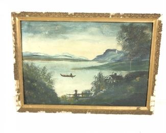 
Antique Lakeside Oil On Board