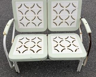 
Art Deco Style Metal Porch Glider Bench, For Restoration