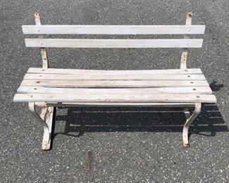 
Wood & Wrought Iron Garden Bench, Needs Restoration 