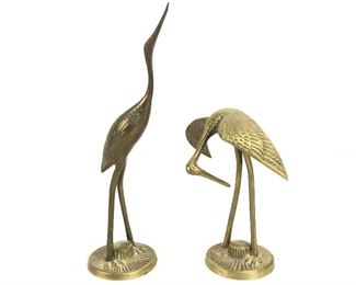
Pair Of Brass Heron Figurines