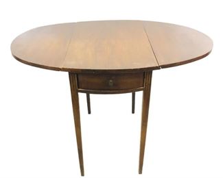 
Vintage Single Drawer Oval Drop Leaf Table