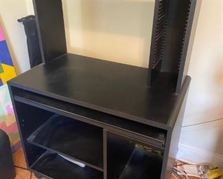 Black Computer desk on wheels