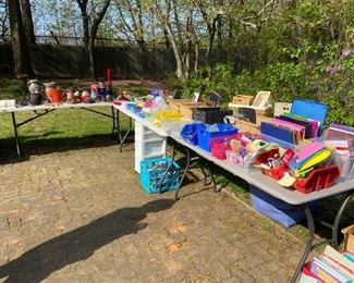 home decor, vases, picture frames, office supplies, books