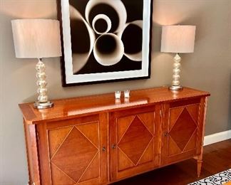 Baker Buffet and Two Lamps.  SOLD(Artwork in photo Not for Sale) We were able to open for a couple hours Friday morning but due to the high volume of traffic Friday morning, we were required to close and  open on Saturday morning with traffic  controllers. We are open Saturday and Sunday