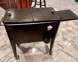 Rolling Ice Chest / Cooler w/ Bottle Opener and Fold Out Side Table