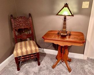 Antique Chair and Antique Parlor Table