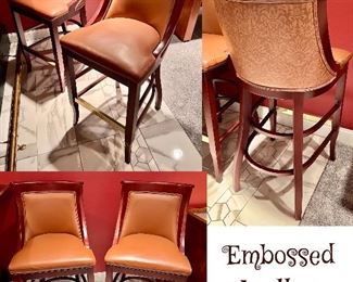 Embossed Leather Barstools 