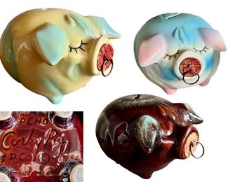 1957 Hull Pottery Corky Pig Piggy Banks 