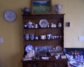 ANTIQUE HUTCH & MORE BLUE & WHITE