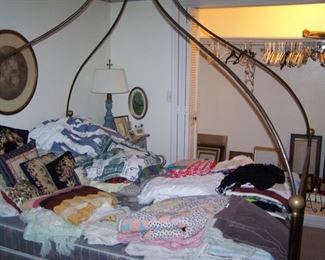 WROUGHT-IRON CANOPY BED & BEDDING