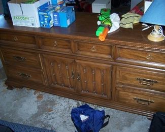 DOUBLE DRESSER--HAS PAIR OF MATCHING MIRRORS