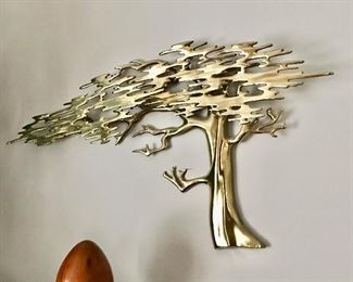 Brass tree wall art - bedroom 