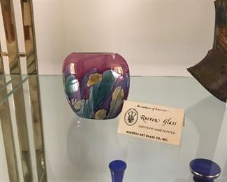 Hand painted art nouveau art glass - living room 