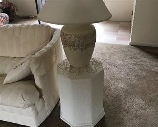 Pedestal, accent table, table lamp - living room 