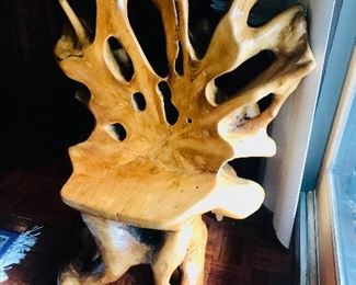 Artisan wooden slab chair - basement 