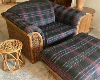 Wicker chair and ottoman - basement 