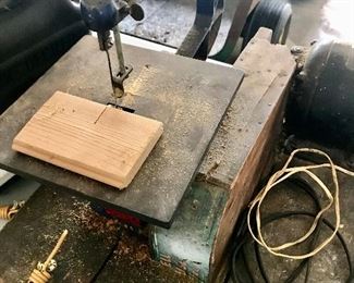 Vintage home built working jigsaw - garage 
