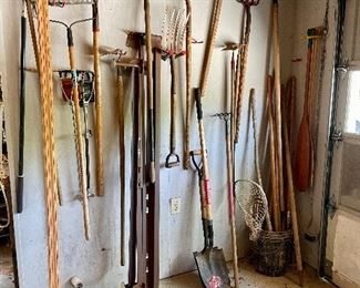 Lots of hand and yard tools.