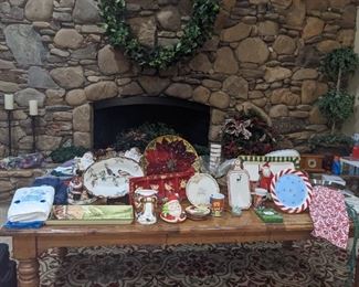 Christmas kitchen dishes, serving trays, cookie jars and more