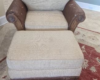 Wicker chair and ottoman