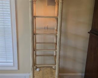 Floral print curio display stand with lights