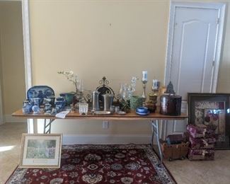 Framed artwork, decorative boxes,