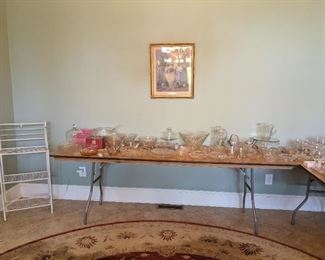 Crystal bowls, punch bowl, serving dishes
