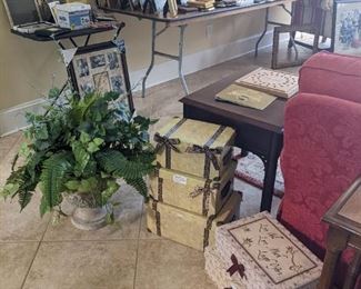 Decorative boxes, artificial plant and plant holder