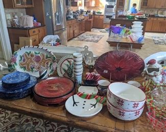 Christmas platters, bowls