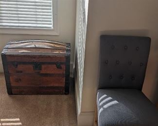 Chair and wooden chest