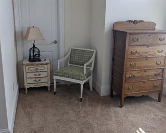 Dresser, nightstand, chair