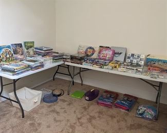 Children's books ( Christian and secular), Pre-School workbooks, coloring books, board games, puzzles