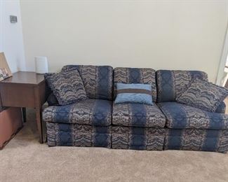 Couch, sewing cabinet