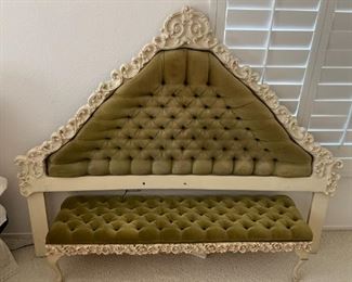 vintage headboard and matching bench