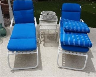 loungers and vintage iron stacking tables