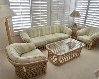vintage bamboo/rattan matching set