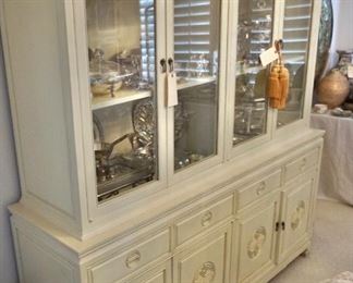 Vintage Chinoiserie style Teak Hutch