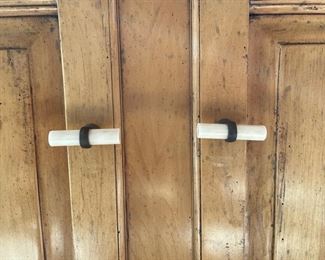 Custom oak cabinet - a repurposed antique English armoire originally purchased at Caledonian! Measures 55" x 30" D x 55" H. Photo 4 of 4.