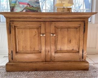 Custom oak cabinet - a repurposed antique English armoire originally purchased at Caledonian! Measures 55" x 30" D x 55" H. Photo 1 of 4.