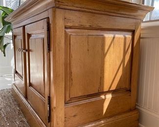 Custom oak cabinet - a repurposed antique English armoire originally purchased at Caledonian! Measures 55" x 30" D x 55" H. Photo 2 of 4.