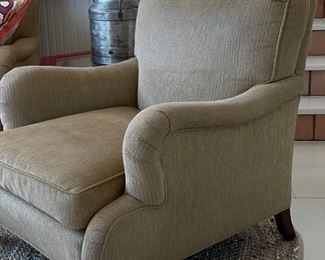Hickory Chair chenille upholstered armchair on casters - 2 available. Each measures 34" W x 40" D. Photo 2 of 4.