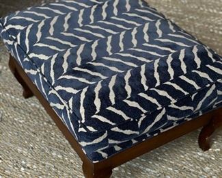 Pair of Hickory Chair French country ladder back lounge chairs upholstered in a Schumacher Zebra print with ottoman. Chairs measure 28" W x 35" D. Ottoman is 28" x 20." Photo 6 of 7.