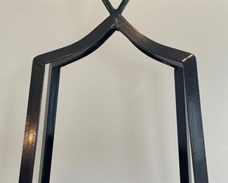 Black lacquer metal etagere - 2 available. At widest point, each measures 20" W x 16" D x 73" H. Photo 2 of 3.