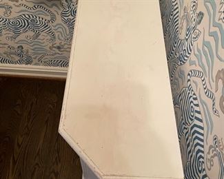 Vintage white cabinet. Measures 27" W x 10" D x 28" H. Photo 3 of 3.