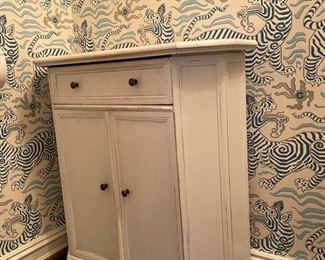Vintage white cabinet. Measures 27" W x 10" D x 28" H. Photo 2 of 3.