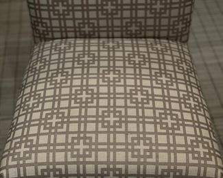 Set of 4 Ballard Designs Parsons chairs with custom lattice slip covers. Each measures 18" W x 20" D with 18" seat height. Photo 3 of 4.